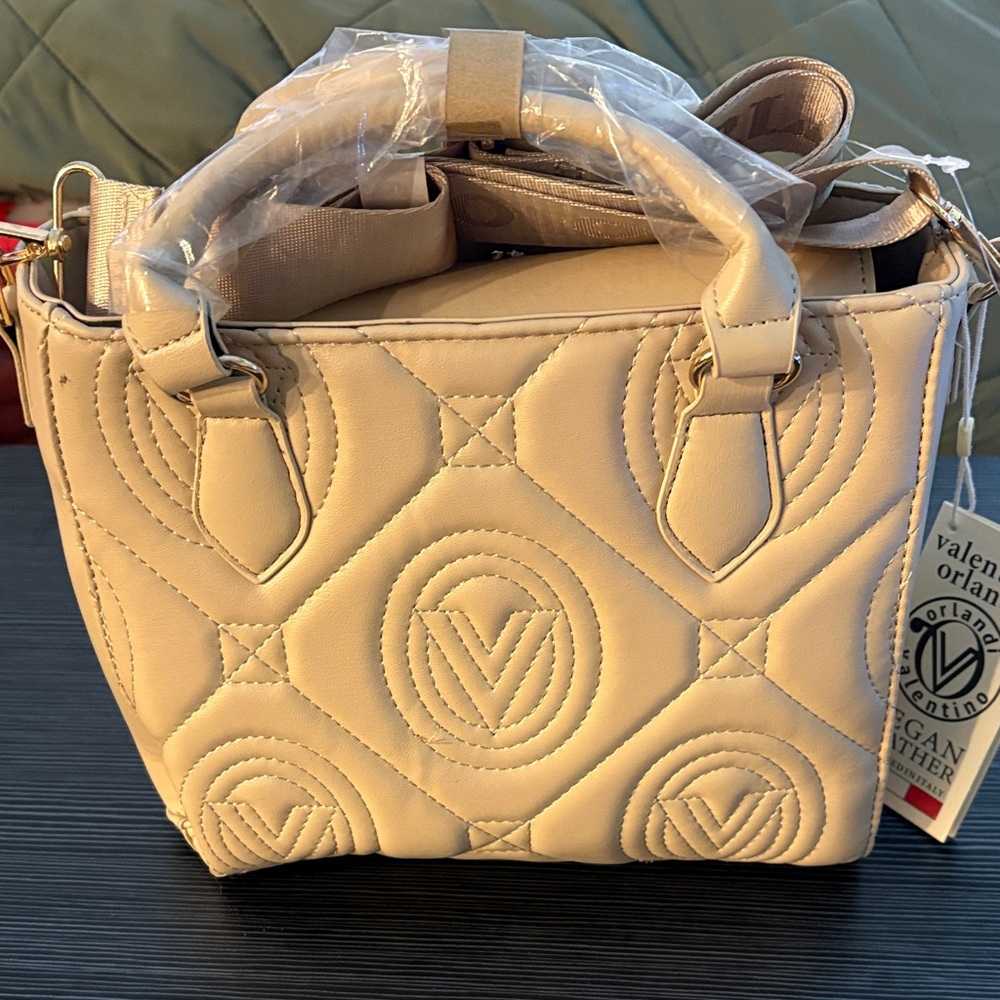 Valentino Orlandi Beige Quilted Tote